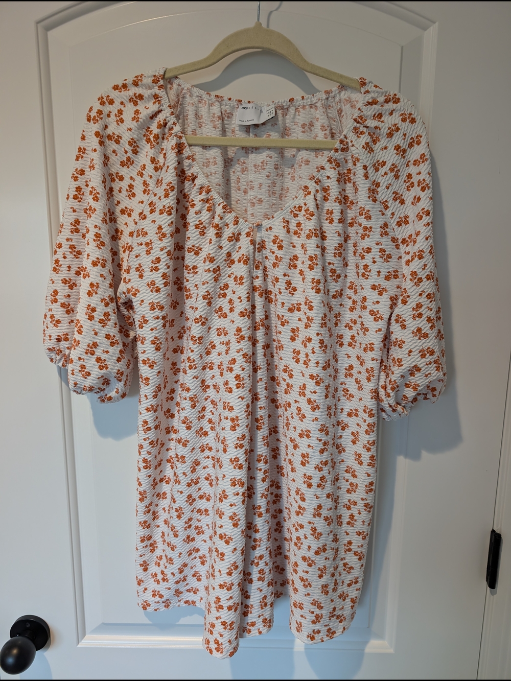 ASOS maternity button front smock romper in orange floral